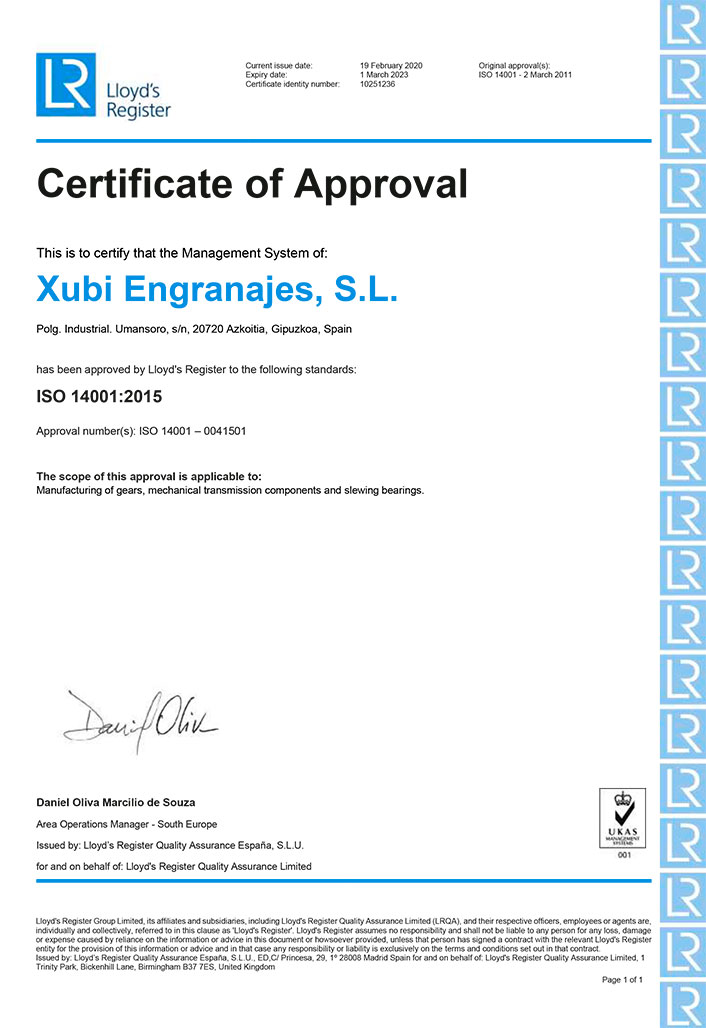 ISO 14001: 2015 environmental no. cert. SGI